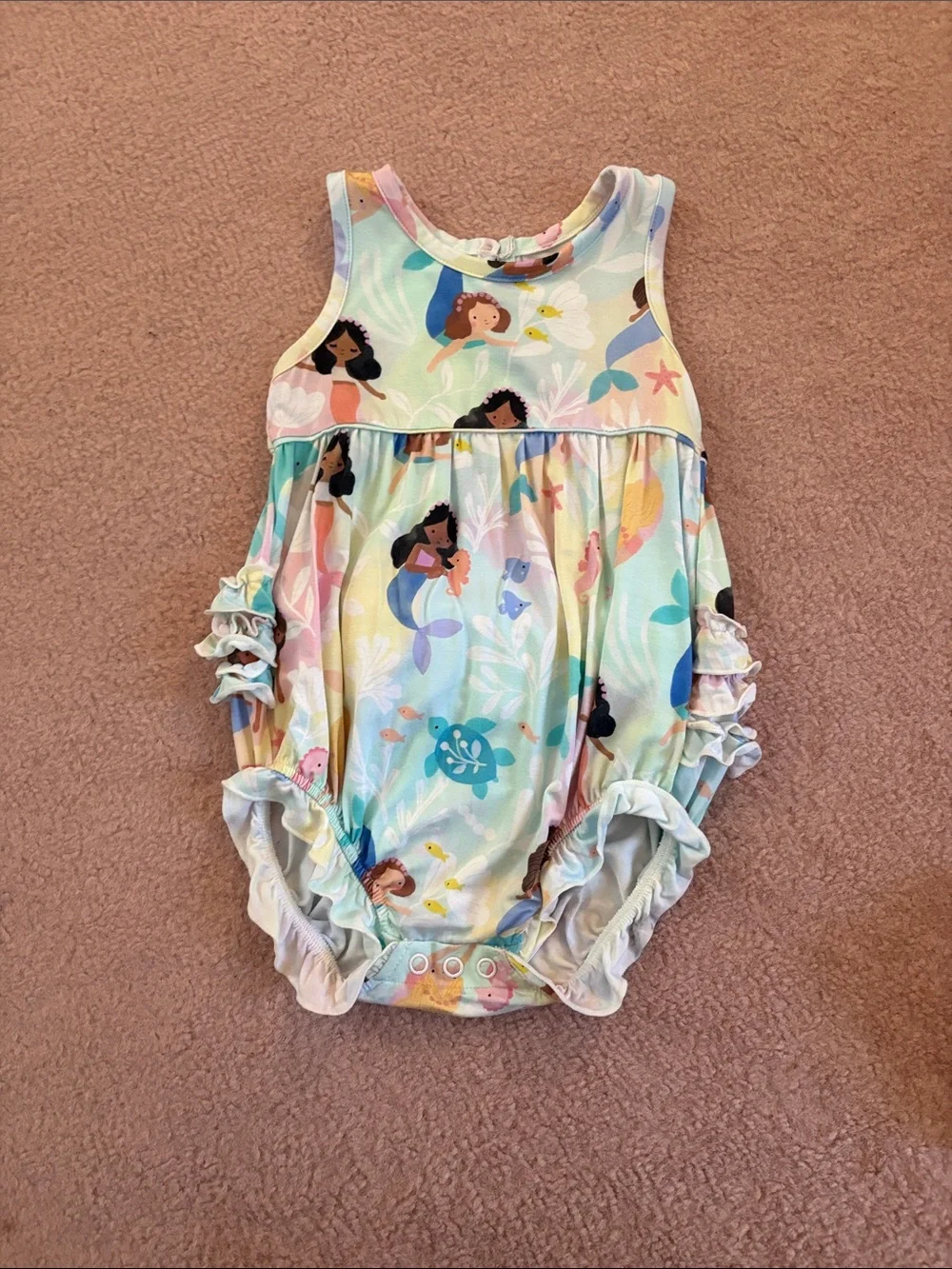 Little Sleepies Pastel Mermaid Ruffle Romper